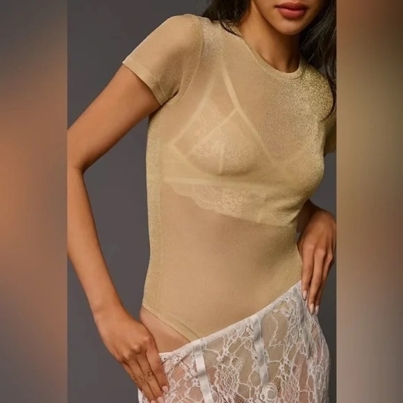 Anthropologie | Second Skin by RD Style Rossie Bodysuit Gold Small - Picture 7 of 8